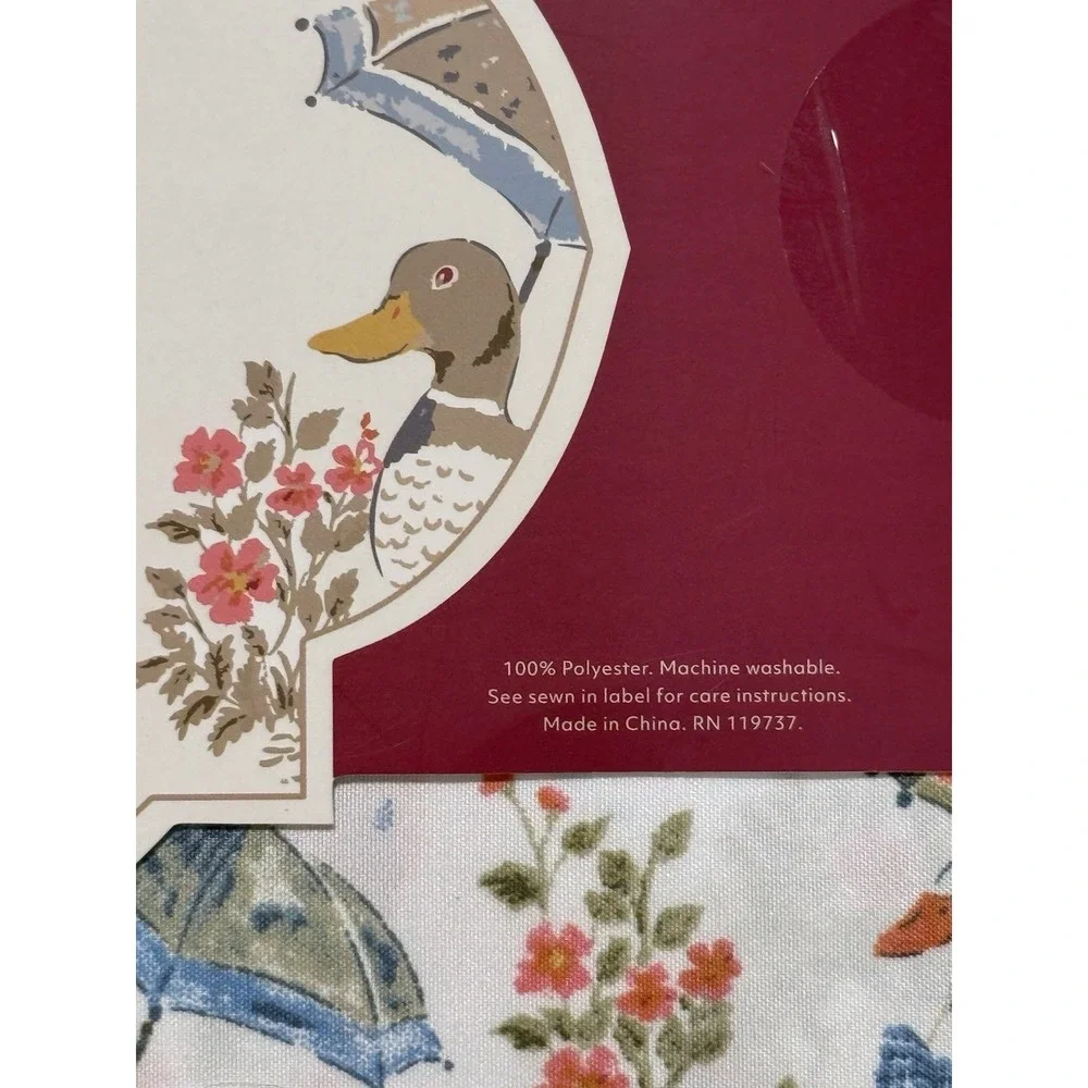 En‎ Vogue Full Sheet Set Spring Duck Umbrella Floral Print 4 Piece New